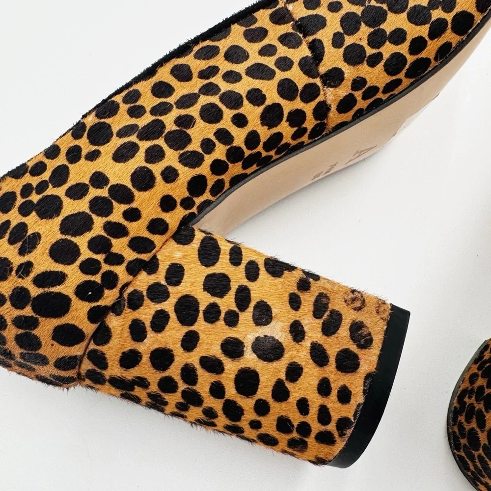 Anthropologie Leopard Print Block Heel Pumps in Tan and Black
